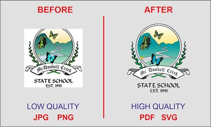 Before logo vectorization — low-resolution blurry JPG logo sent by client to DST Studio for hand-traced vector conversion